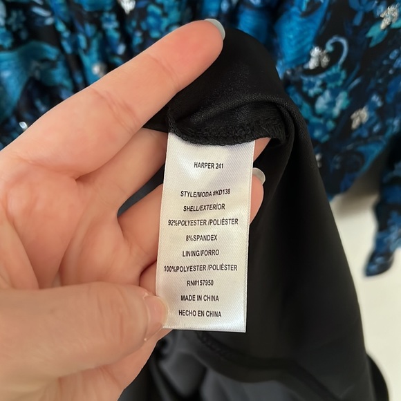 Harper 241 Blue Mid-Sleeve Dress Size Large Wedding Formal Paisley - Picture 9 of 15